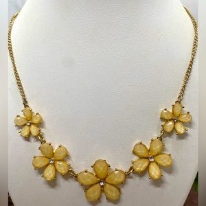 Claire’s glass flowers gold tone floral artisan statement necklace vintage 16”